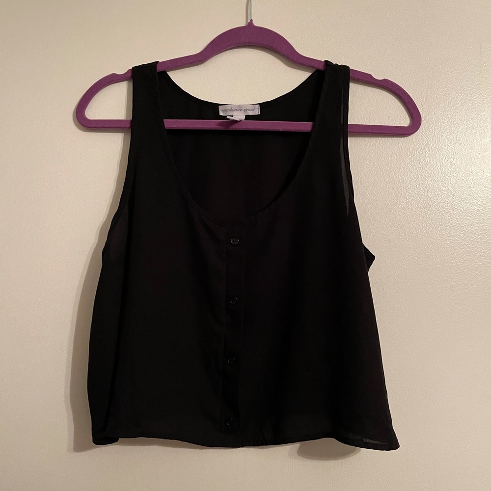 3/$30 Sale+free shipping Ambiance Apparel Black Button Sheer Crop Top 🖤